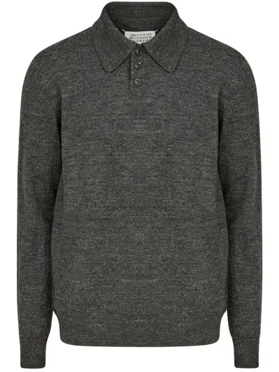 Maison Margiela Wool Polo Shirt In Gray