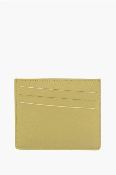 Maison Margiela Woven Leather Four Stitchies Card Holder In Gold