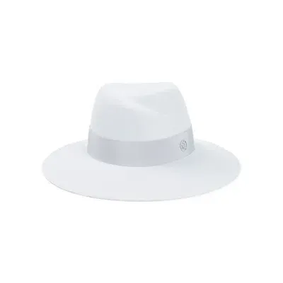 Maison Michel Virginie Logo Plaque Fedora Hat In Blue