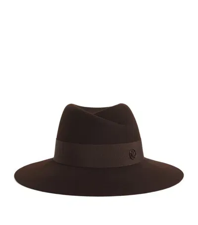 Maison Michel Wool Virginie Fedora Hat In Dark Brown