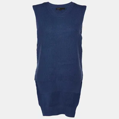 Pre-owned Maje Blue Wool Knit High-low Sleeveless Sweater Top M