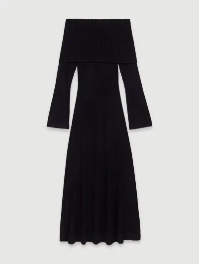 Maje Robe Longue En Maille In Noir