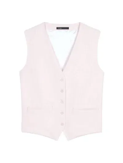 Maje Vivalda Woven Waistcoat In Ecru