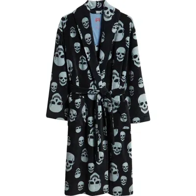 Majestic International High Note Skull Print Plush Shawl Robe