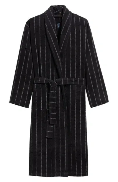 Majestic International Out Of Office Stripe Terry Velour Robe In Black Stripe