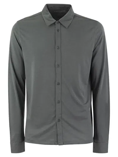 Majestic Long-sleeved Shirt In Lyocell And Cotton In Grey