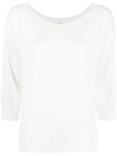 Malo Fine-knit Short-sleeve Top In Weiss