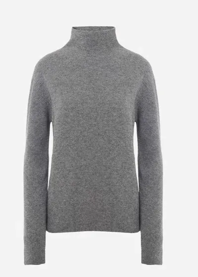 Malo High-neck Sweatshirt In A Virgin Wool Blend In Gray