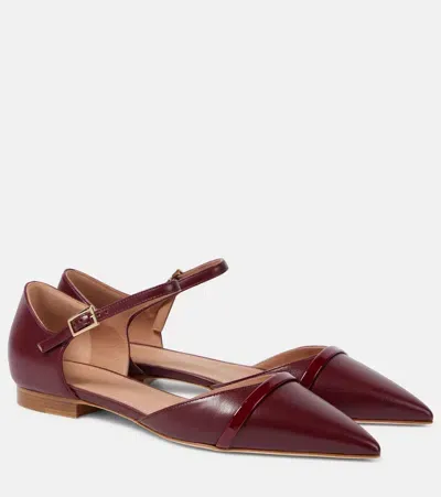 Malone Souliers Ulla Leather Mary Jane Flats In Burgundy