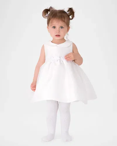 Mama Luma Kids' Girl's Ceremony Dress W/ Floral Appliques In Ecru