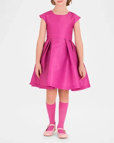 Mama Luma Kids' Girl's Elegant Glow Pleated Dress In Mulberry