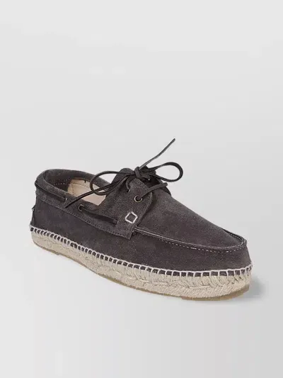 Manebi Contrasting Stitching Suede Boat-shoes Espadrilles In Grey