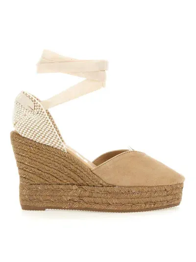 Manebi Wedge Espadrilles In Beige