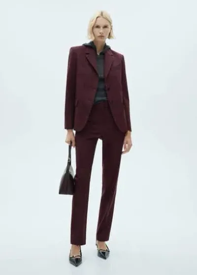 Mango Trousers Maroon