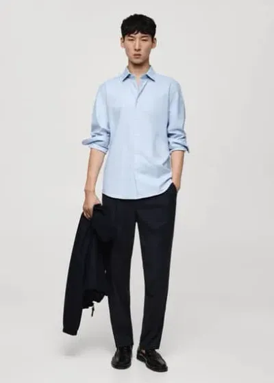 Mango 100% Cotton Twill Regular-fit Shirt Sky Blue In Bleu Ciel