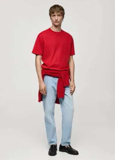 Mango 100% Cotton Relaxed-fit T-shirt Red In Rouge