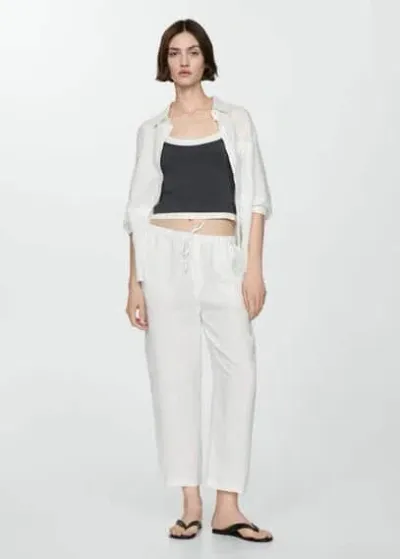 Mango Pantalon In White