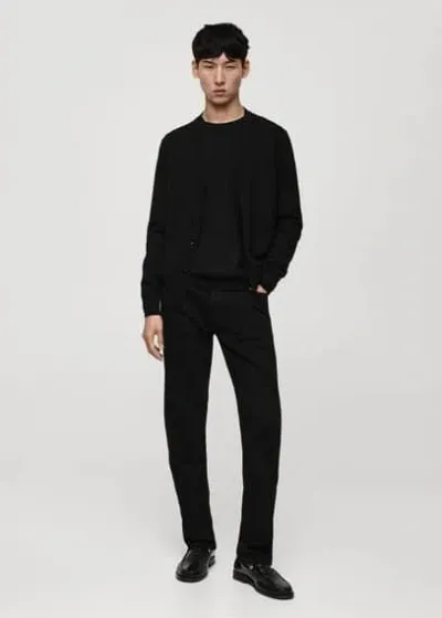 Mango 100% Merino Wool Medium-knit Cardigan Black In Noir