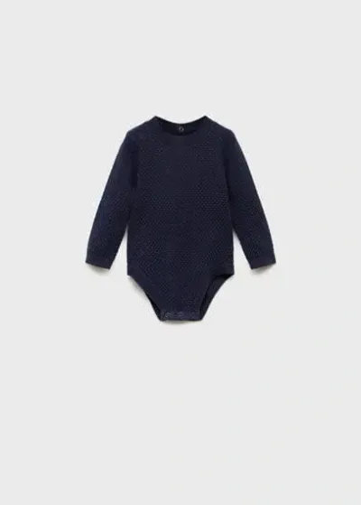 Mango Baby Knitted One-piece Suit Dark Navy In Black