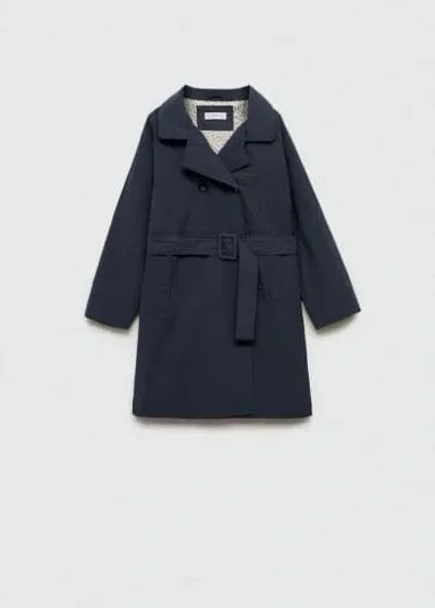 Mango Kids' Trench In Bleu Marine Foncé