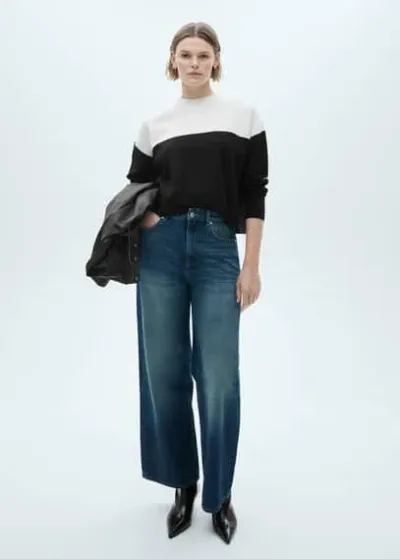 Mango Bicolour Sweater Black