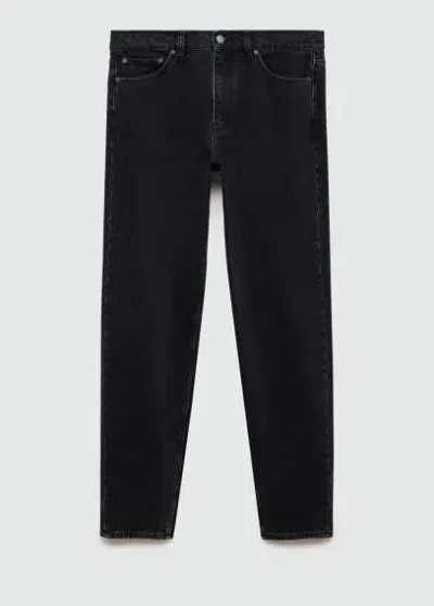 Mango Jean Straight-fit Noir In Black Denim