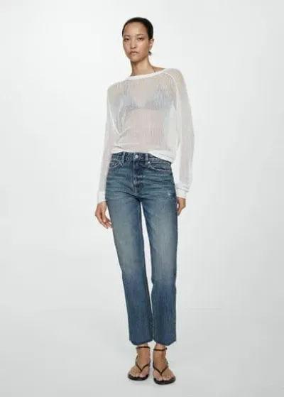 Mango Blanca Straight-fit Cropped Jeans Dark Blue