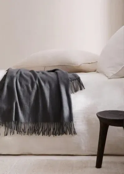 Mango Smooth Fringed Blanket 130x180cm Grey