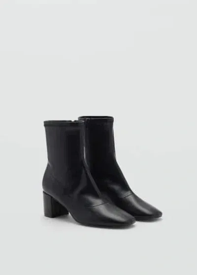 Mango Block-heel Ankle Boots Black