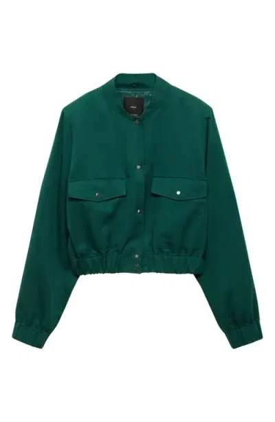 Mango Bomber Jacket In Green