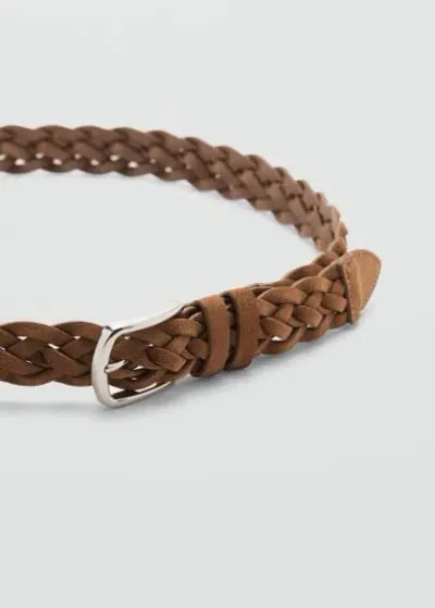 Mango Braided Suede Belt Beige