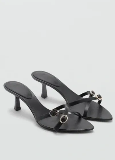 Mango Sandales Cuir Boucles In Black