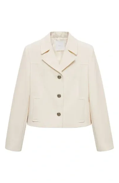 Mango Button Front Jacket In Ecru