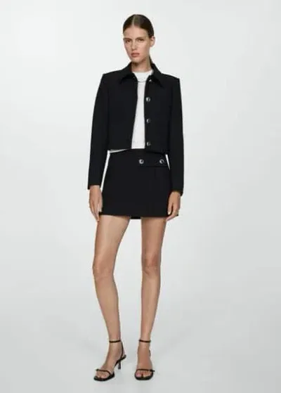 Mango Buttoned Cropped Jacket Black