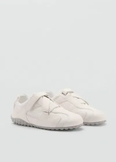 Mango Tennis Toile Cuir In White