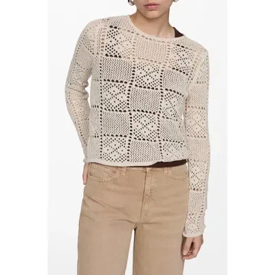 Mango Cedar Open Stitch Sweater In Pastel Brown