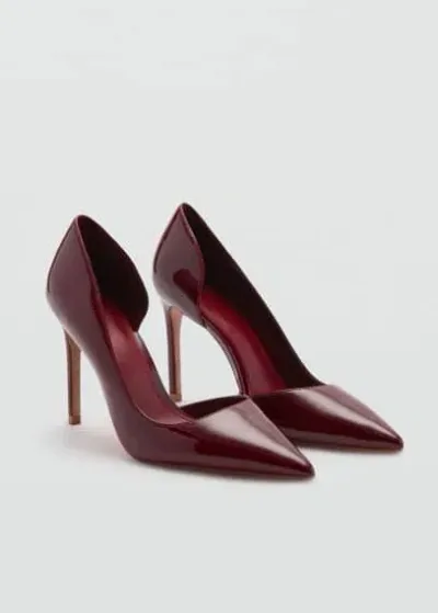 Mango Asymmetrical Heeled Shoes Burgundy