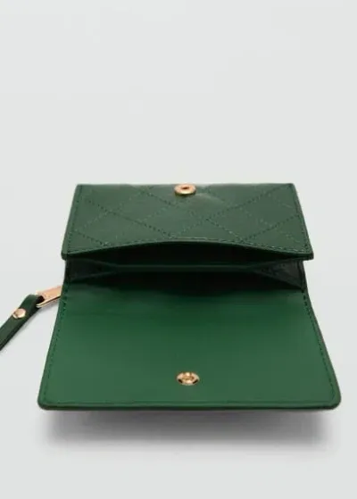 Mango Coin Purse With Flap And Decorative Stitching Green