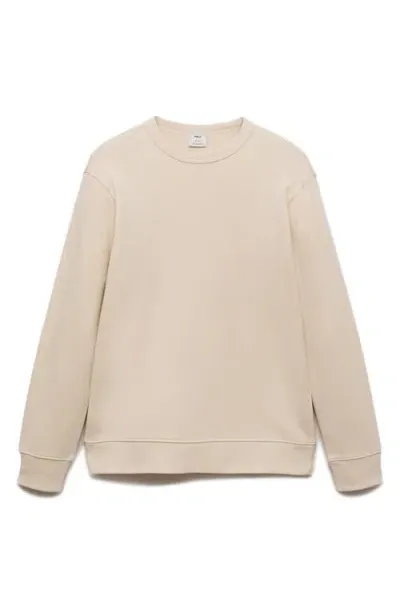 Mango Cotton Blend Sweatshirt In Ecru