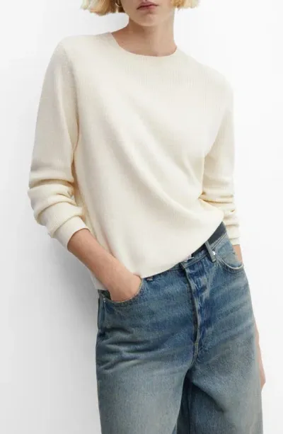 Mango Crewneck Sweater In Ecru