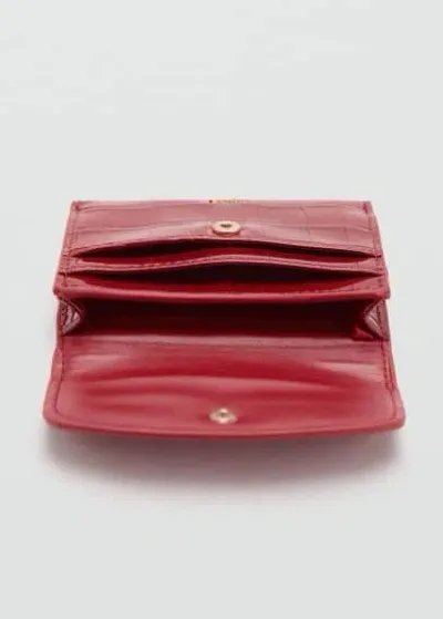 Mango Crocodile-effect Purse Red