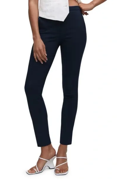 Mango Crop Skinny Pants In Dark Navy