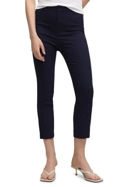 Mango Crop Skinny Pants In Navy