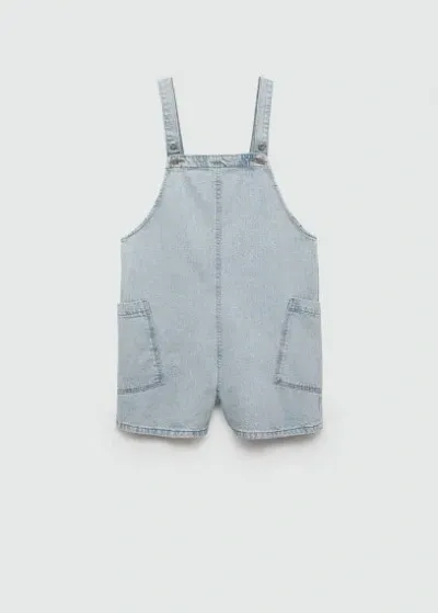 Mango Denim Jumpsuit Shorts Light Blue