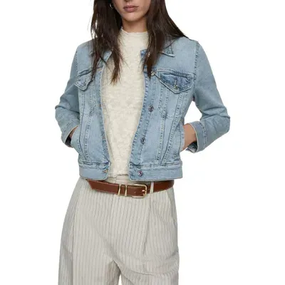 Mango Denim Trucker Jacket In Light Blue