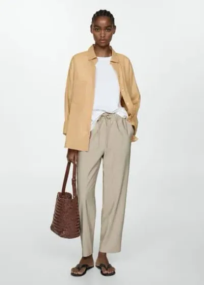 Mango Drawstring Jogger Trousers Beige