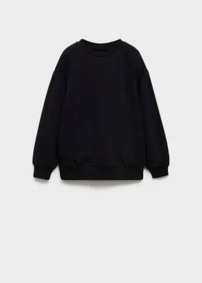 Mango Kids' Embroidered Detail Cotton Sweatshirt Black