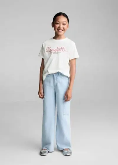 Mango Kids' T-shirt In Blanc Cassé