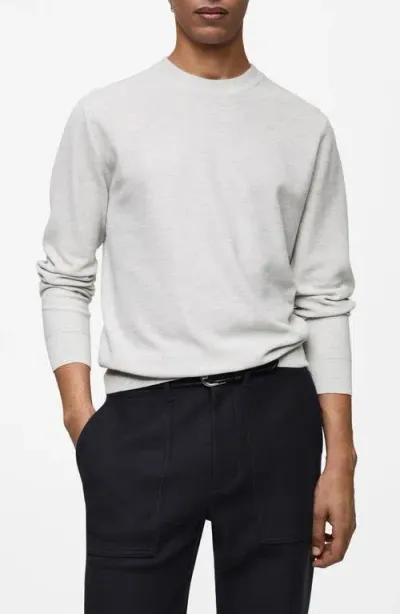 Mango Fine Knit Sweater In Light Heather Gray