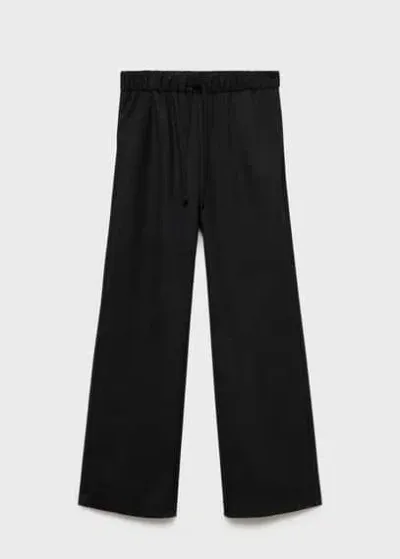 Mango Flowy Straight-fit Pants Black